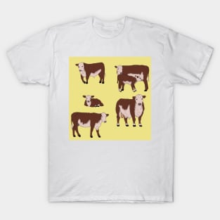 Hereford Cattle Pattern Yellow T-Shirt